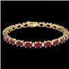 Image 2 : 30.8 CTW Ruby & VS/SI Certified Diamond Eternity Bracelet 10K Yellow Gold - REF-217H5A - 29460