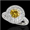 Image 1 : 2.09 CTW Certified Si/I Fancy Intense Yellow Diamond Solitaire Halo Ring 10K White Gold - REF-220N2Y