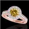 Image 1 : 1.7 CTW Certified Si/I Fancy Intense Yellow Diamond Solitaire Halo Ring 10K Rose Gold - REF-178A2X -