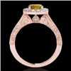 Image 2 : 1.7 CTW Certified Si/I Fancy Intense Yellow Diamond Solitaire Halo Ring 10K Rose Gold - REF-178A2X -