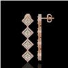 Image 2 : 5.31 CTW Princess Cut Diamond Designer Earrings 18K Rose Gold - REF-978N4Y - 42801