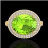 Image 2 : 4.50 CTW Peridot & Micro Pave VS/SI Diamond Ring 18K Yellow Gold - REF-116W2F - 20921