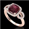 Image 2 : 3.75 CTW Garnet & Micro VS/SI Diamond Ring 14K Rose Gold - REF-54W9F - 23004