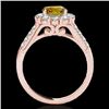 Image 2 : 2 CTW Certified Si/I Fancy Intense Yellow Diamond Solitaire Halo Ring 10K Rose Gold - REF-207N3Y - 3