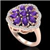 Image 1 : 3 CTW Amethyst & VS/SI Diamond Cluster Designer Halo Ring 10K Rose Gold - REF-52Y2K - 20770