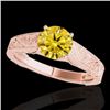 Image 1 : 1 CTW Certified Si/I Fancy Intense Yellow Diamond Solitaire Ring 10K Rose Gold - REF-152H8A - 35190