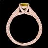 Image 2 : 1 CTW Certified Si/I Fancy Intense Yellow Diamond Solitaire Ring 10K Rose Gold - REF-152H8A - 35190