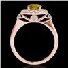 Image 2 : 1.5 CTW Certified Si/I Fancy Intense Yellow Diamond Solitaire Halo Ring 10K Rose Gold - REF-180W2F -