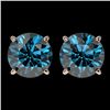 Image 1 : 3.15 CTW Certified Intense Blue SI Diamond Solitaire Stud Earrings 10K Rose Gold - REF-379H3A - 3670