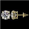 Image 2 : 3.05 CTW Certified H-I Quality Diamond Solitaire Stud Earrings 10K Yellow Gold - REF-645A2X - 36693