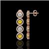 Image 2 : 5.50 CTW Canary Yellow & White Diamond Designer Earrings 18K Rose Gold - REF-789X5T - 42603
