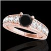 Image 1 : 3.05 CTW Certified VS Black Diamond Solitaire Ring 10K Rose Gold - REF-161T8M - 35520