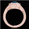 Image 2 : 2 CTW Si Certified Blue Diamond Solitaire Halo Ring 10K Rose Gold - REF-261A8X - 33906