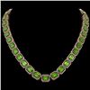 Image 1 : 73.41 CTW Peridot & Diamond Halo Necklace 10K Rose Gold - REF-888W2F - 41502