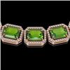 Image 4 : 73.41 CTW Peridot & Diamond Halo Necklace 10K Rose Gold - REF-888W2F - 41502