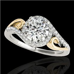 1.25 CTW H-SI/I Certified Diamond Solitaire Halo Ring 10K White & Yellow Gold - REF-155K5W - 34170