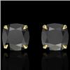 Image 1 : 6 CTW Cushion Cut Black VS/SI Diamond Designer Stud Earrings 18K Yellow Gold - REF-141A8X - 21736