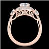 Image 1 : 2.05 CTW VS/SI Diamond Solitaire Art Deco 3 Stone Ring 18K Rose Gold - REF-490W9F - 37263