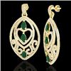 Image 2 : 7 CTW Emerald & Micro Pave VS/SI Diamond Heart Earrings Designer 18K Yellow Gold - REF-381T8M - 2115