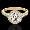 Image 1 : 1.3 CTW H-SI/I Certified Diamond Solitaire Halo Ring 10K Yellow Gold - REF-168M4H - 33627