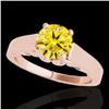 Image 1 : 1 CTW Certified Si/I Fancy Intense Yellow Diamond Solitaire Ring 10K Rose Gold - REF-209X3T - 35145