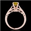 Image 2 : 1 CTW Certified Si/I Fancy Intense Yellow Diamond Solitaire Ring 10K Rose Gold - REF-209X3T - 35145