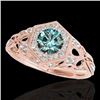 Image 1 : 1.4 CTW Si Certified Fancy Blue Diamond Solitaire Antique Ring 10K Rose Gold - REF-200W2F - 34181