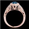 Image 2 : 1.4 CTW Si Certified Fancy Blue Diamond Solitaire Antique Ring 10K Rose Gold - REF-200W2F - 34181