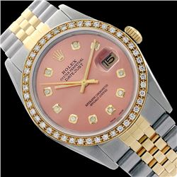 Rolex Men's Two Tone 14K Gold/SS, QuickSet, Diamond Dial & Diamond Bezel - REF-557N5A