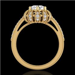 1.65 CTW VS/SI Diamond Solitaire Art Deco Micro Pave Ring 18K Yellow Gold - REF-427K3W - 36994