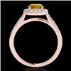 Image 2 : 2 CTW Certified Si/I Fancy Intense Yellow Diamond Solitaire Halo Ring 10K Rose Gold - REF-309Y3K - 3