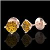 Image 2 : 1.01 CTW Intense Fancy Yellow Diamond Art Deco Stud Earrings 18K Rose Gold - REF-100T2M - 38233