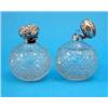 Image 1 : A pair of Edwardian silver topped cut glass globular scent bottles, and stoppers, with foliate de...