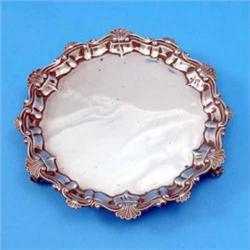 A George V silver salver, with scroll and piecrust border, Chester 1913, 6oz, 7ins...