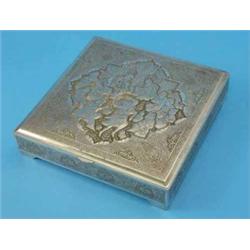 An Iranian 840 standard box, the lid decorated with figures within a profusely foliate engraved b...