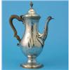 Image 1 : A George III silver coffee pot, of Adam design, with urn shape finial, wooden scroll handle and e...