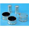Image 1 : A George VI five piece silver condiment set, comprising pair of salts, pair of pepperettes and dr...