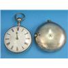 Image 1 : A George III silver pair case pocket watch with enamelled Roman dial and verge movement signed Th...