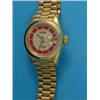 Image 1 : A lady's 18k gold Rolex Datejust wrist watch, with original pave diamond and coral set dial...