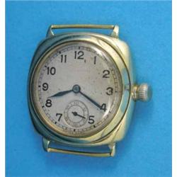 A gentlemans 9ct gold Rolex Oyster wrist watch, with cushion case and silvered arabic dial with s...