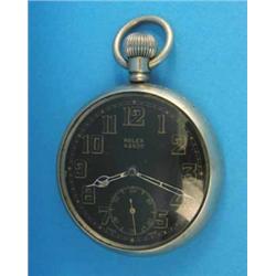 A military issue Rolex keyless pocket watch, with black dial, no. A8500....