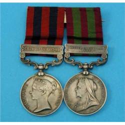 An Indian G.S.M. with rare Chin Hills 1892-93 bar, and India 1895 with Relief of Chitral to Sergt...