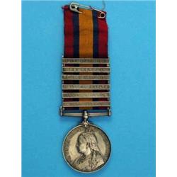 A Q.S.A., with O1, Trans, R of L, OFS, Tugela, and CC bars to Pte C. Comely Somerset Light Infant...