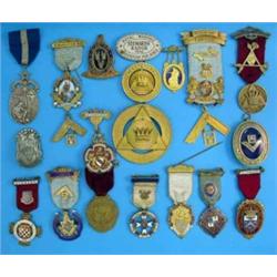 An 18ct gold and enamel Duke of Albany Lodge Masonic jewel, with diamond encrusted set square. A...