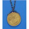 Image 1 : An American 1890 twenty dollar, in 9ct gold pendant frame with gold chain...
