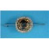Image 1 : A zircon and diamond cluster brooch, mounted on a knife-edge bar, the cushion shape zircon within...