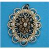 Image 1 : A Victorian seed pearl pendant, mounted with a rose cut diamond set openwork cluster...