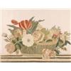 Image 1 : A Georgian chenille work panel, worked with a basket of roses and tulips appliqued onto a later g...