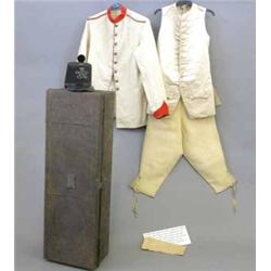 A 'Bourne' military uniform, in a tin trunk, issued to James Bourne of Demarara on his appointmen...