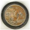 Image 1 : A 19th century Chinese circular panel, worked with 4 figures in an interior and garden landscape,...